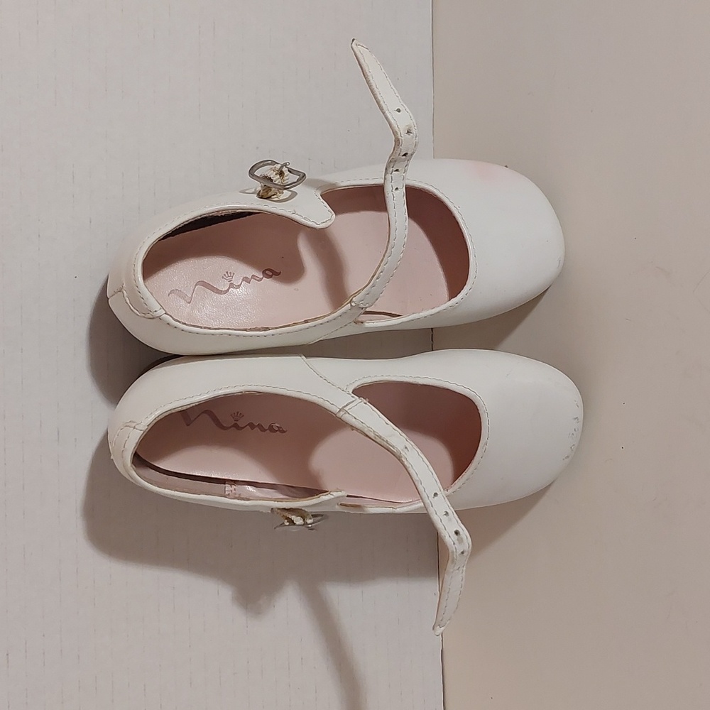 Nina Bonnette Girls White Mary Jane Shoes Size 9.5W - Picture 2 of 5